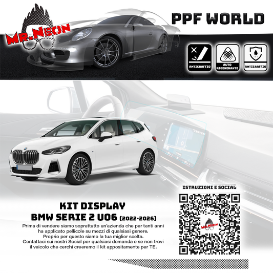 Kit Pellicola Protettiva Display BMW Serie 2 Active Tourer U06 2022-2026 – PPF Lucido o Opaco Pretagliato