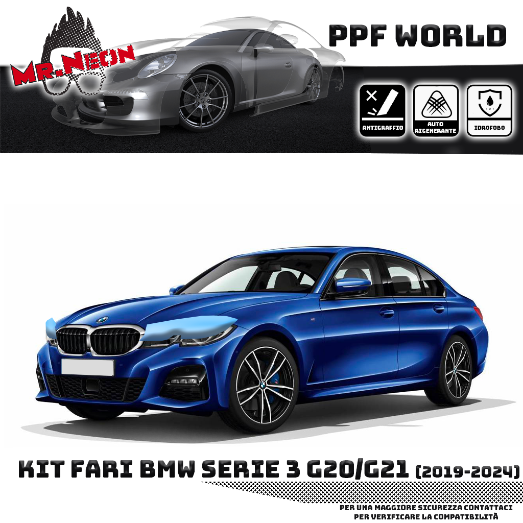 Kit Pellicola Protettiva Fari BMW Serie 3 G20 / G21 (2019–2024) – PPF Trasparente o Fotocromatico Pretagliato