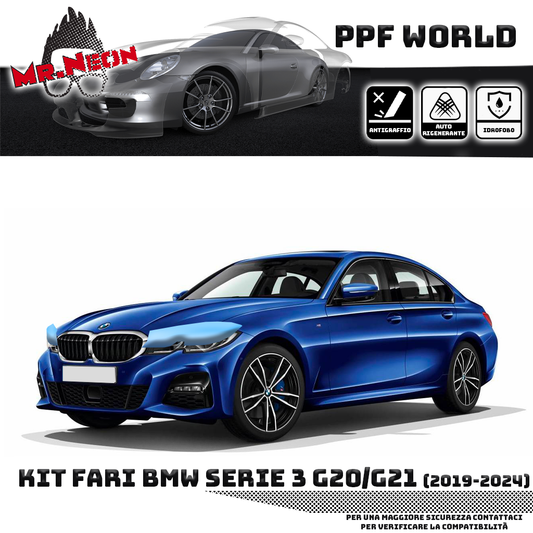 Kit Pellicola Protettiva Fari BMW Serie 3 G20 / G21 (2019–2024) – PPF Trasparente o Fotocromatico Pretagliato