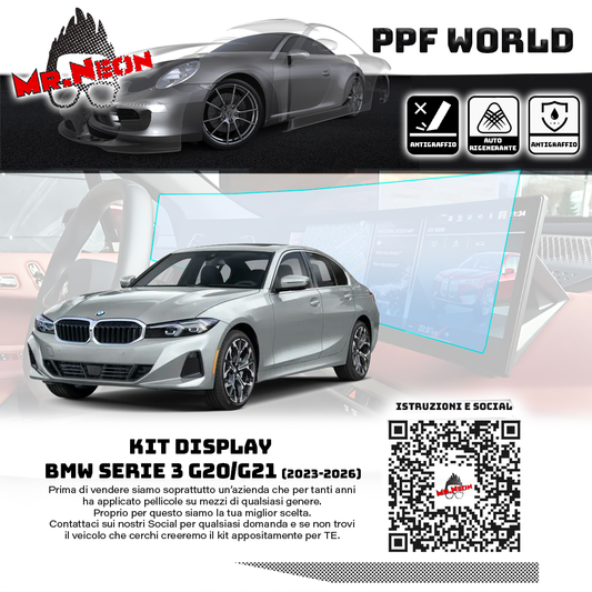 Kit Pellicola Protettiva Display BMW Serie 3 G20/G21 2023-2026 – PPF Lucido o Opaco Pretagliato