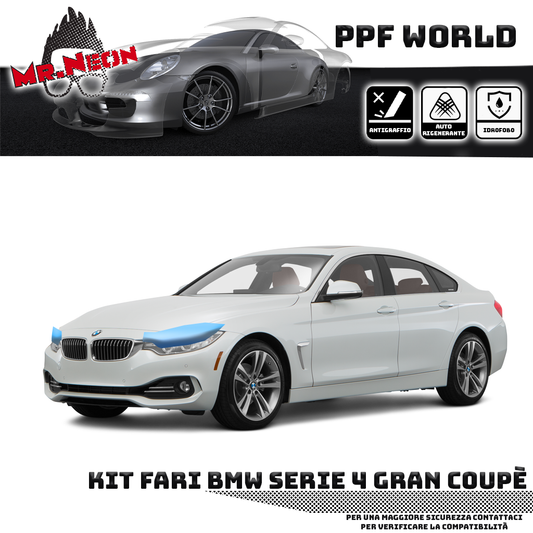 Kit Pellicola Protettiva Fari BMW Serie 4 Gran Coupé F36 (2014–2020) – PPF Trasparente o Fotocromatico Pretagliato