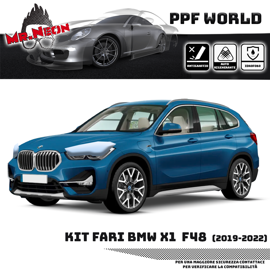 Kit Pellicola Protettiva Fari BMW X1 F48 2019-2022 – PPF Trasparente o Fotocromatico Pretagliato