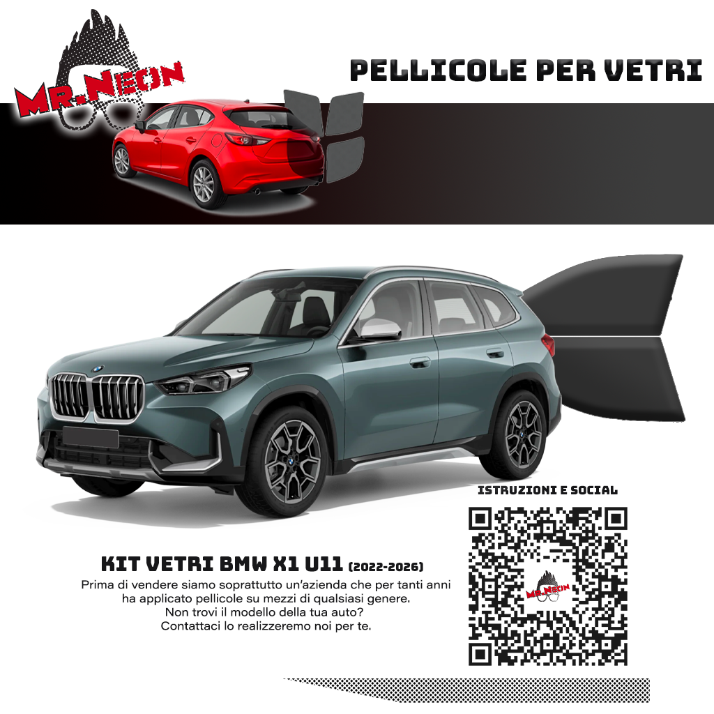 Kit Oscuramento Vetri Anteriori BMW X1 U11 2022-2026 – TPU Pretagliato