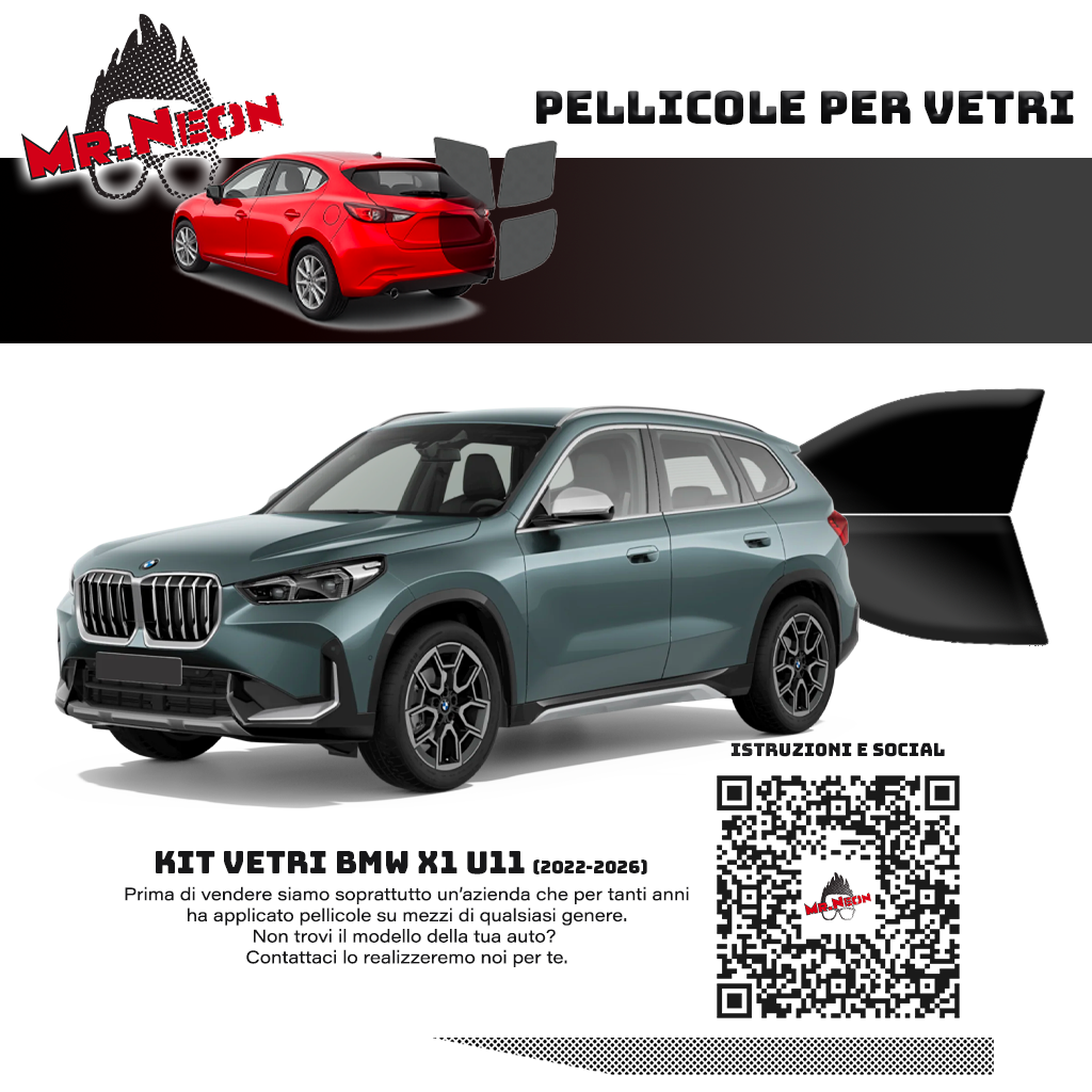 Kit Oscuramento Vetri Anteriori BMW X1 U11 2022-2026 – TPU Pretagliato