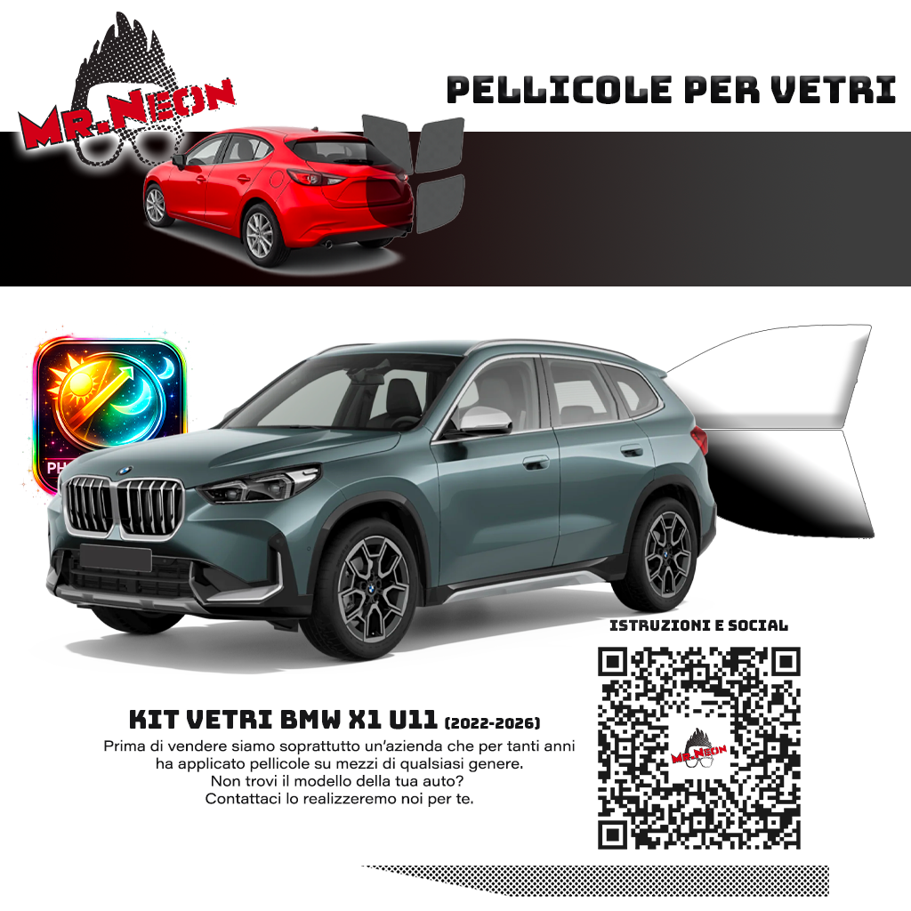 Kit Oscuramento Vetri Anteriori BMW X1 U11 2022-2026 – TPU Pretagliato