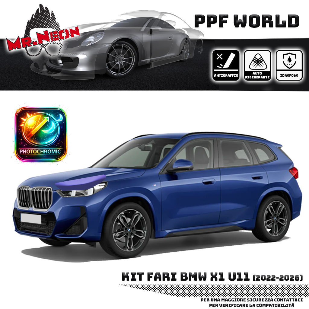 Kit Pellicola Protettiva Fari BMW X1 U11 2022-2026 – PPF Trasparente o Fotocromatico Pretagliato