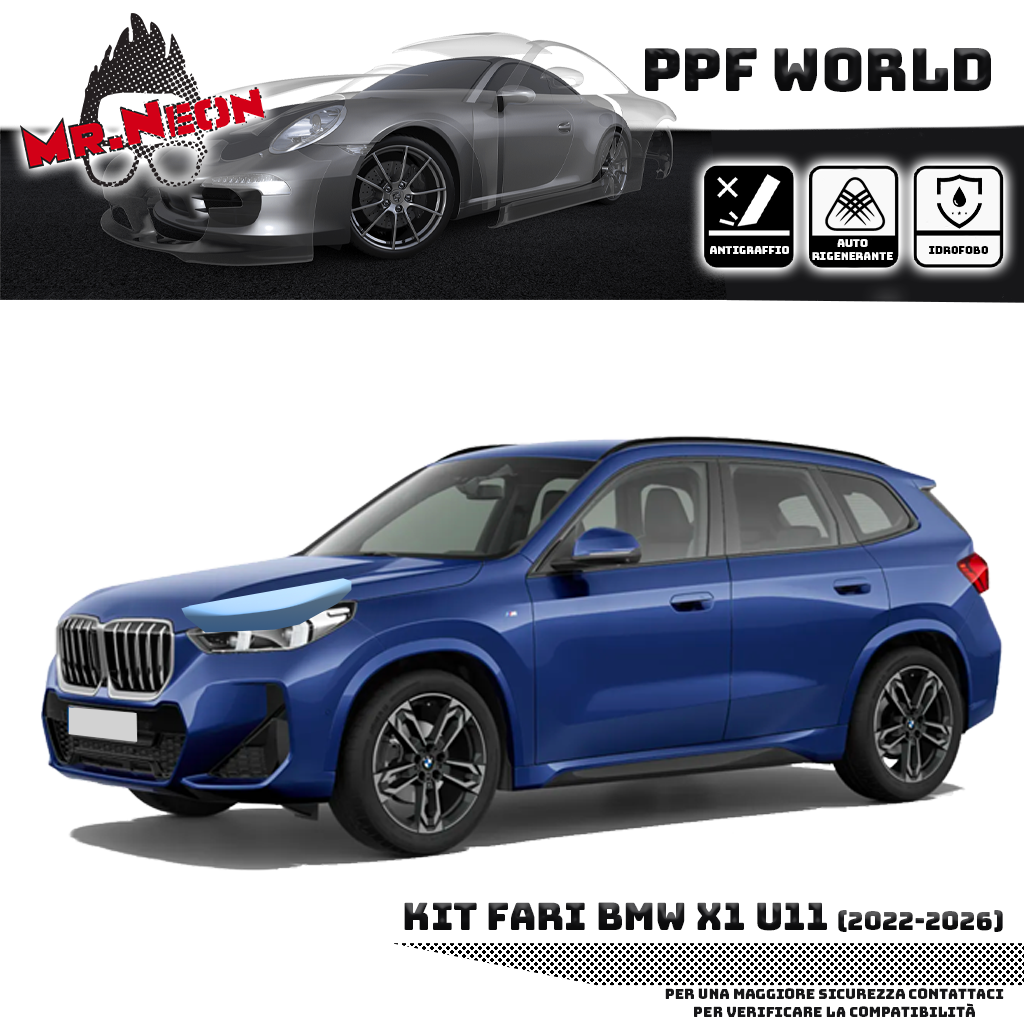 Kit Pellicola Protettiva Fari BMW X1 U11 2022-2026 – PPF Trasparente o Fotocromatico Pretagliato