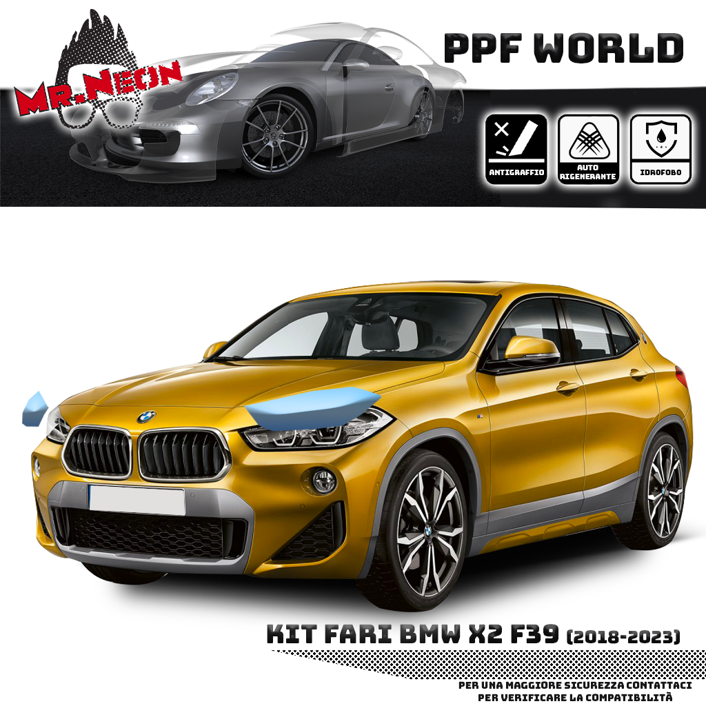 Kit Pellicola Protettiva Fari BMW X2 F39 2018-2023 – PPF Trasparente o Fotocromatico Pretagliato