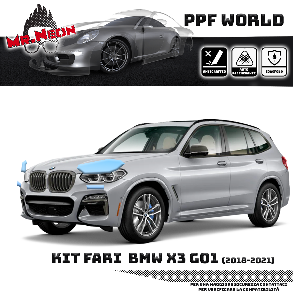 Kit Pellicola Protettiva Fari BMW X3 G01 2017-2021 – PPF Trasparente o Fotocromatico Pretagliato
