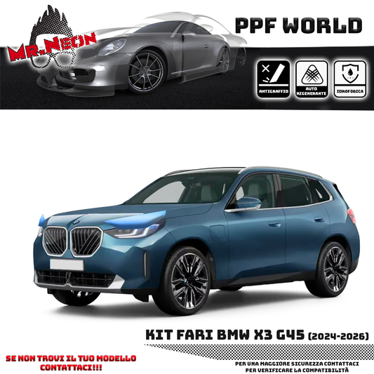 Kit Pellicola Protettiva Fari BMW X3 G45 2024-oggi – PPF Trasparente o Fotocromatico Pretagliato
