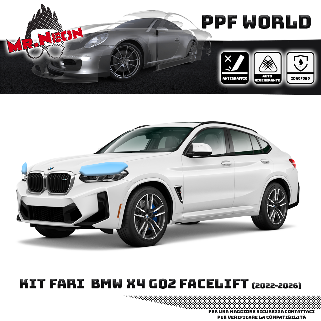 Kit Pellicola Protettiva Fari BMW X4 G02 2022-2026 – PPF Trasparente o Fotocromatico Pretagliato