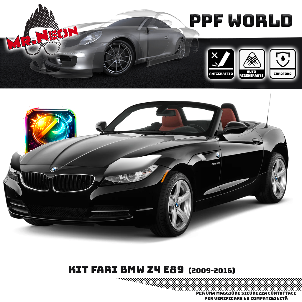 Kit PPF Fari Anteriori BMW Z4 E89 2009-2016 – Trasparente o Fotocromatico Pretagliato