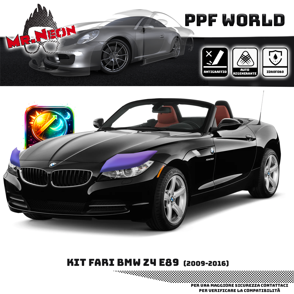 Kit PPF Fari Anteriori BMW Z4 E89 2009-2016 – Trasparente o Fotocromatico Pretagliato