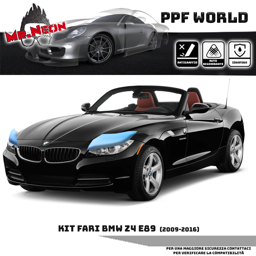 Kit PPF Fari Anteriori BMW Z4 E89 2009-2016 – Trasparente o Fotocromatico Pretagliato