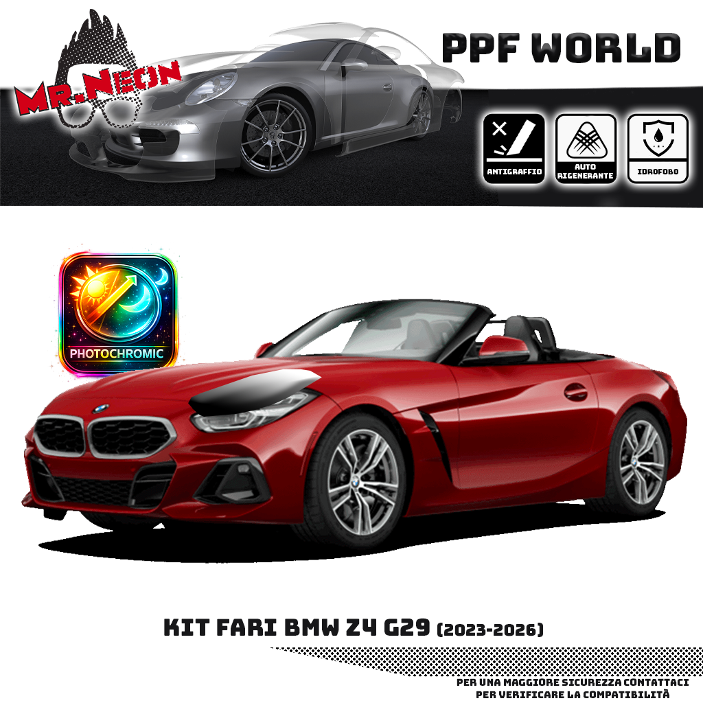 Kit PPF Fari Anteriori BMW Z4 G29 2023-2026 – Trasparente o Fotocromatico Pretagliato