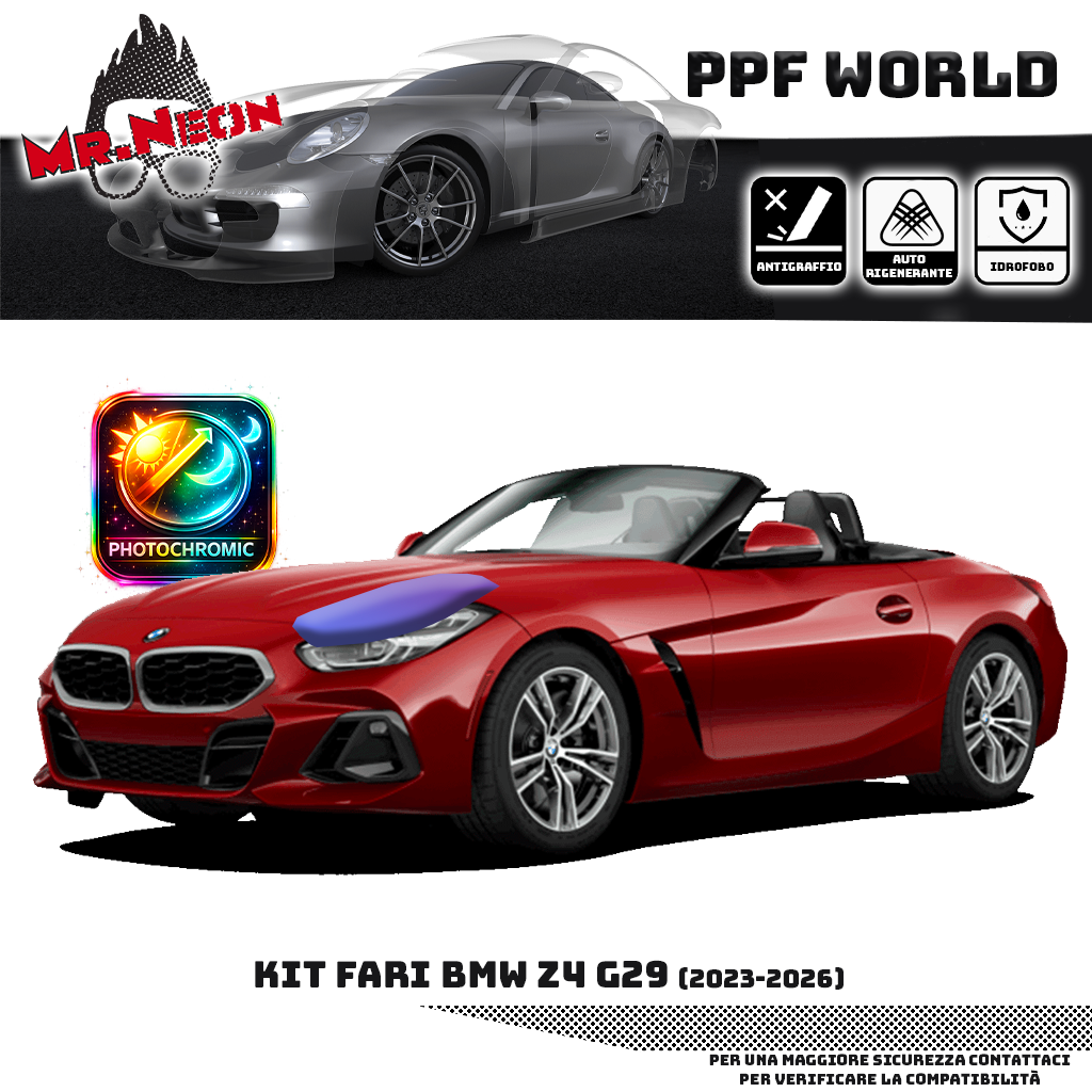 Kit PPF Fari Anteriori BMW Z4 G29 2023-2026 – Trasparente o Fotocromatico Pretagliato