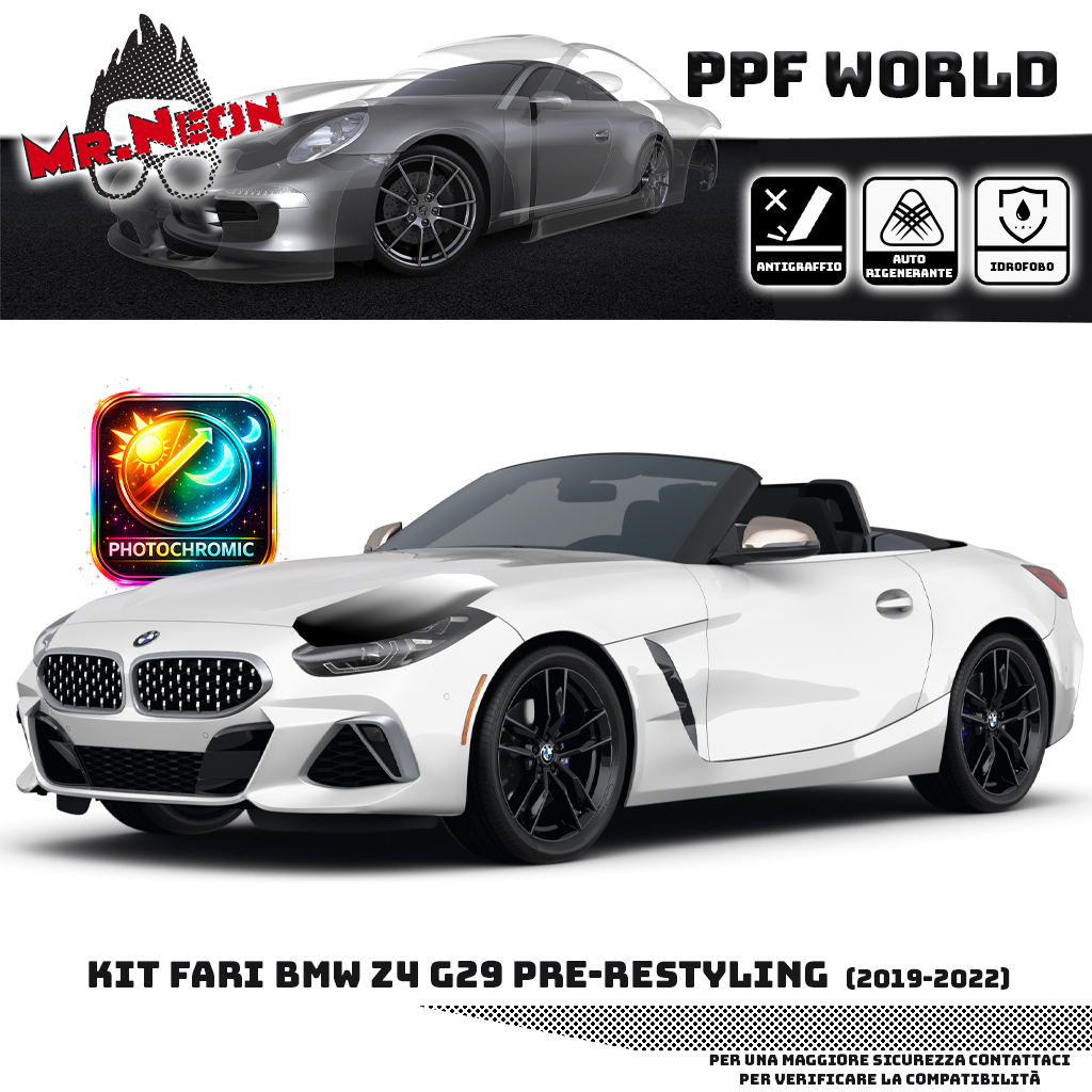 Kit PPF Fari Anteriori BMW Z4 G29 Pre-Restyling 2019-2022 – Trasparente o Fotocromatico Pretagliato