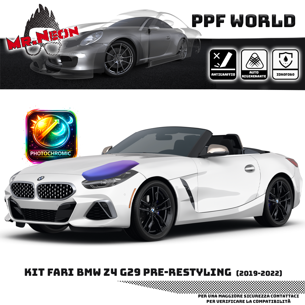 Kit PPF Fari Anteriori BMW Z4 G29 Pre-Restyling 2019-2022 – Trasparente o Fotocromatico Pretagliato