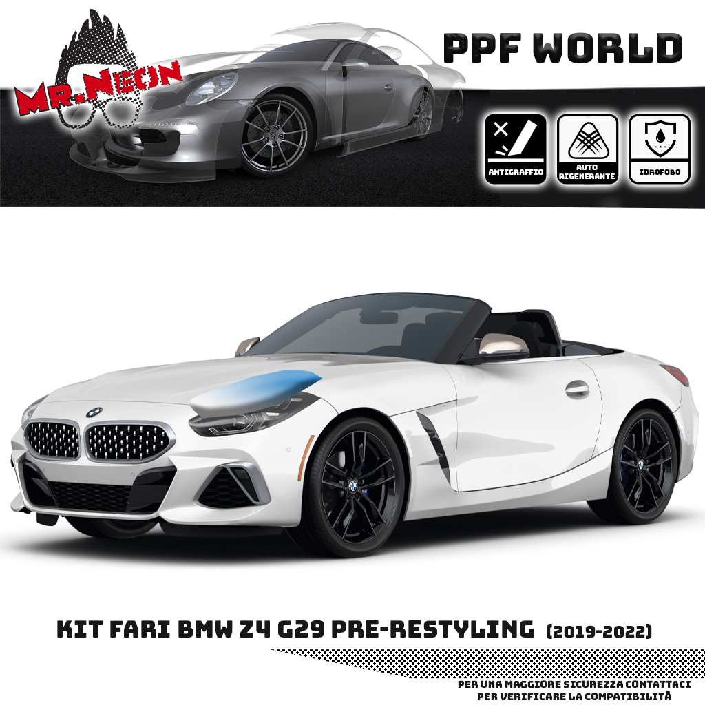 Kit PPF Fari Anteriori BMW Z4 G29 Pre-Restyling 2019-2022 – Trasparente o Fotocromatico Pretagliato