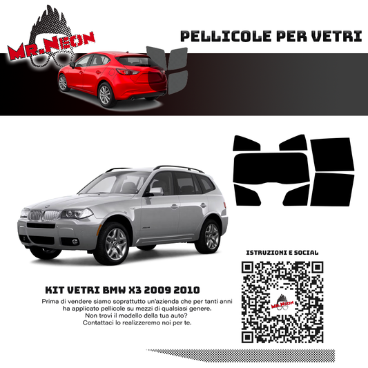 Kit pellicola oscurante posteriore pretagliato per BMW X3 2009–2010