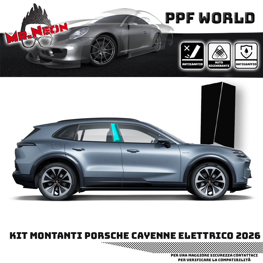 Kit Pellicola Protettiva Montanti – Porsche Cayenne EV elettrico 2026