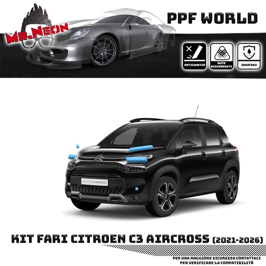Kit Pellicola Protettiva Fari Citroën C3 Aircross 2021-oggi – PPF Trasparente o Fotocromatico Pretagliato