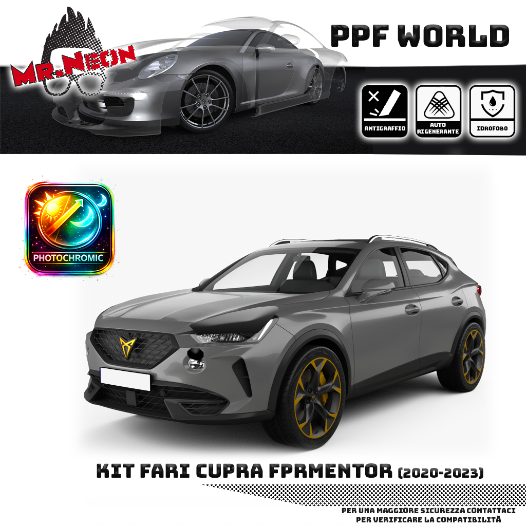 Kit Pellicola Protettiva Fari Cupra Formentor 2020-2023 – PPF Trasparente o Fotocromatico Pretagliato