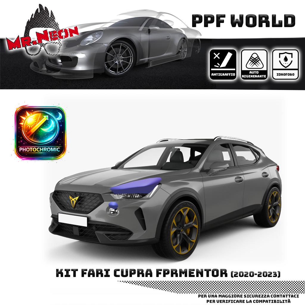 Kit Pellicola Protettiva Fari Cupra Formentor 2020-2023 – PPF Trasparente o Fotocromatico Pretagliato