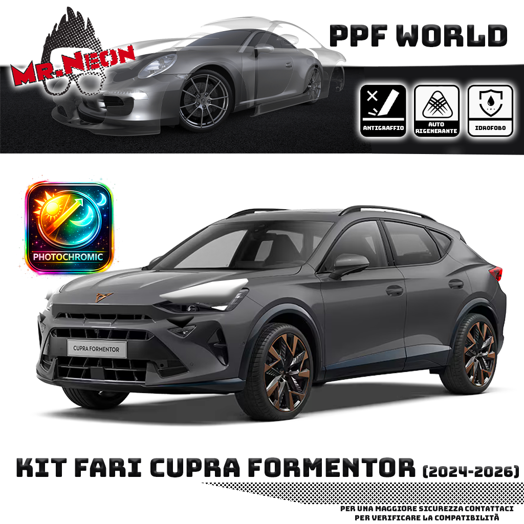 Kit Pellicola Protettiva Fari Cupra Formentor 2024-2026 – PPF Trasparente o Fotocromatico Pretagliato