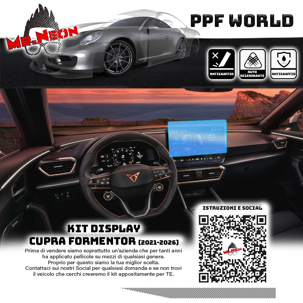 Kit Pellicola Protettiva Display CUPRA Formentor 2025-2026 – PPF Lucido o Opaco Pretagliato