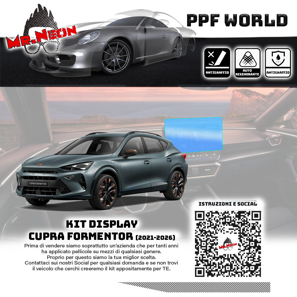 Kit Pellicola Protettiva Display CUPRA Formentor 2025-2026 – PPF Lucido o Opaco Pretagliato