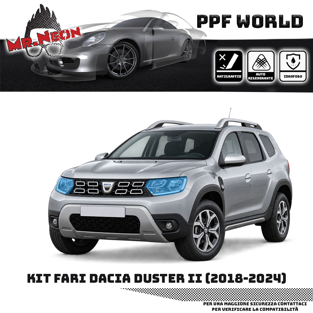 Kit PPF fari anteriori Dacia Duster II 2018–2024 — trasparente
