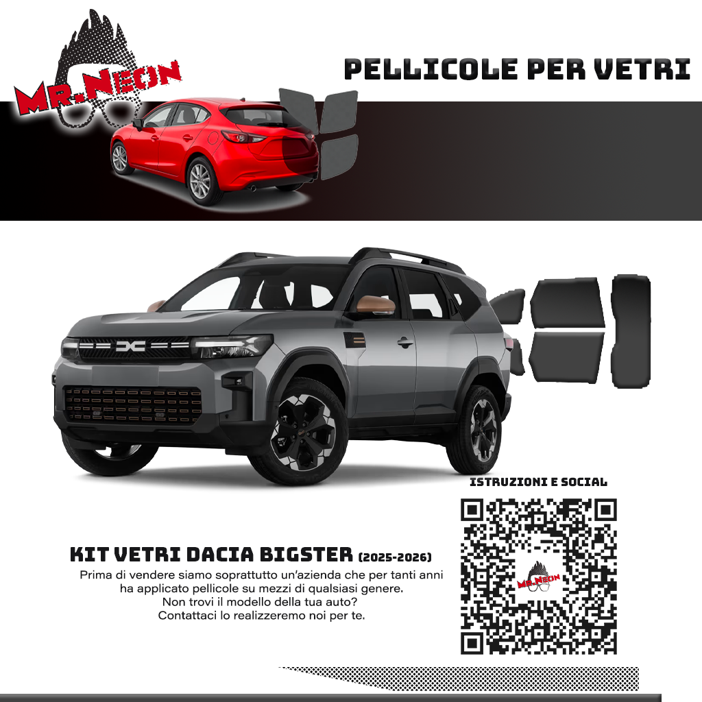 Kit Oscuramento Vetri Posteriori Dacia Bigster 2025-2026 – TPU Pretagliato