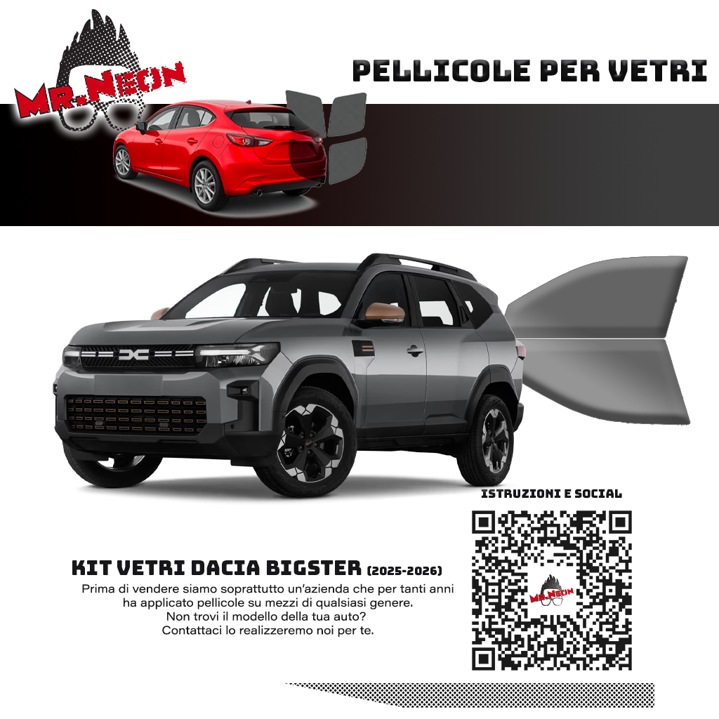 Kit Oscuramento Vetri Anteriori Dacia Bigster 2025-2026 – TPU Pretagliato