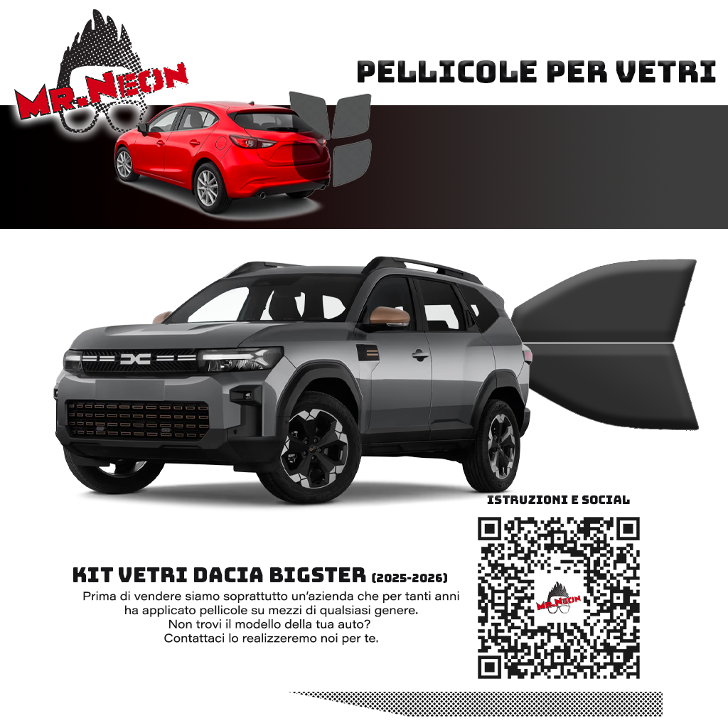 Kit Oscuramento Vetri Anteriori Dacia Bigster 2025-2026 – TPU Pretagliato
