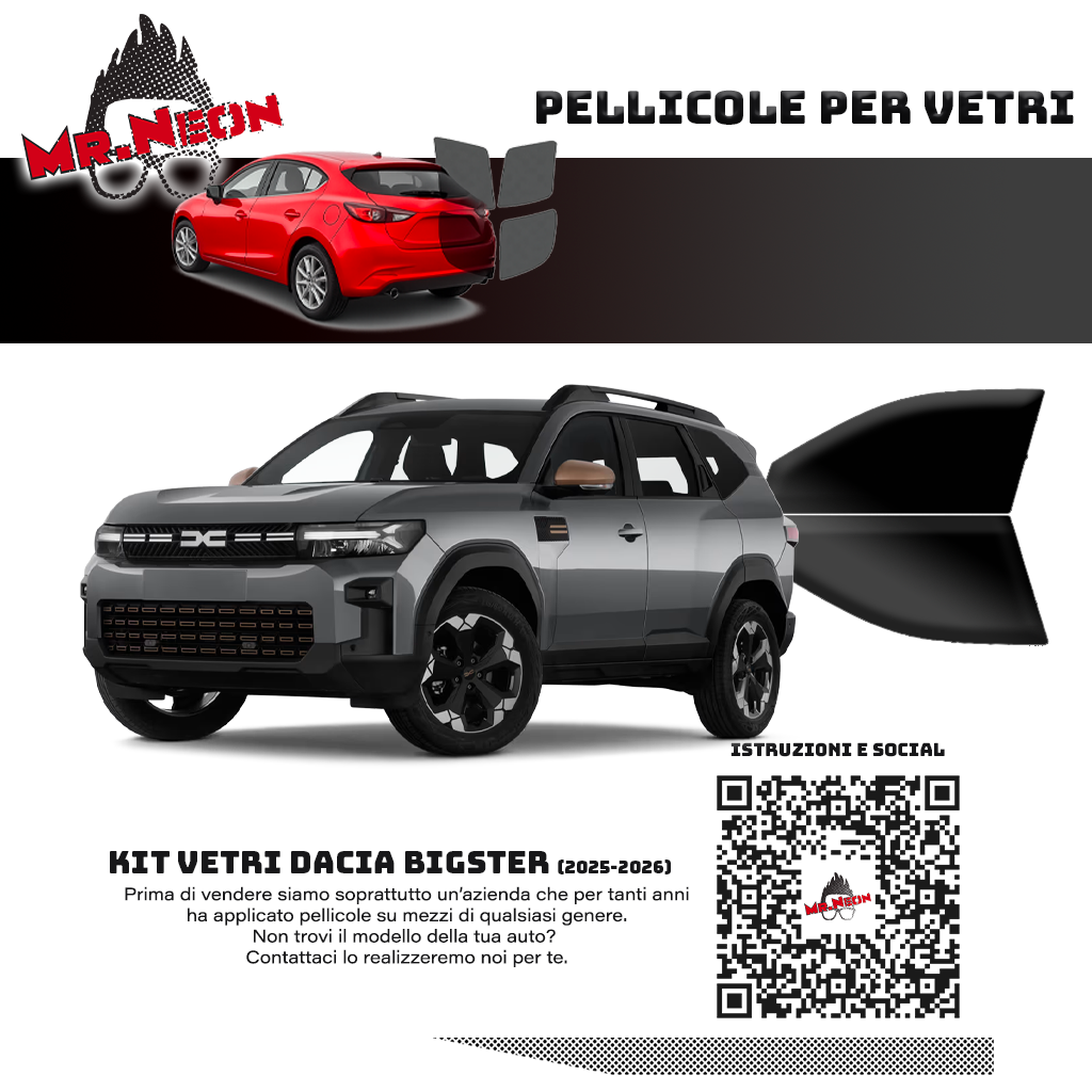 Kit Oscuramento Vetri Anteriori Dacia Bigster 2025-2026 – TPU Pretagliato