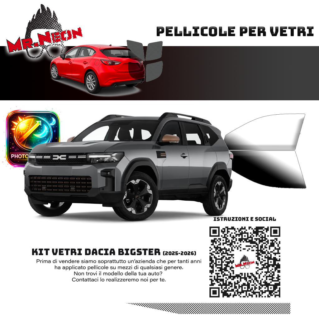 Kit Oscuramento Vetri Anteriori Dacia Bigster 2025-2026 – TPU Pretagliato