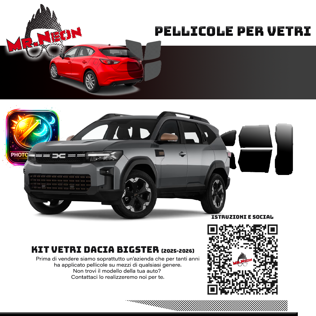 Kit Oscuramento Vetri Posteriori Dacia Bigster 2025-2026 – TPU Pretagliato