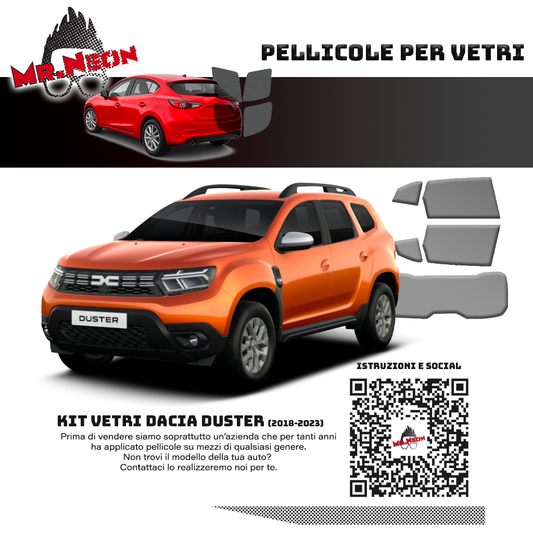 Kit Oscuramento Vetri Posteriori Dacia Duster 2018-2023 – TPU Pretagliato