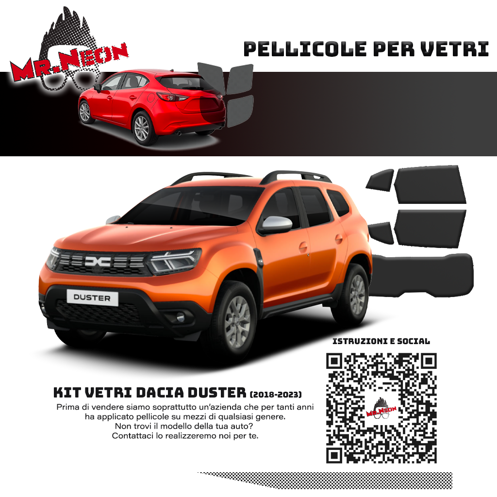 Kit Oscuramento Vetri Posteriori Dacia Duster 2018-2023 – TPU Pretagliato