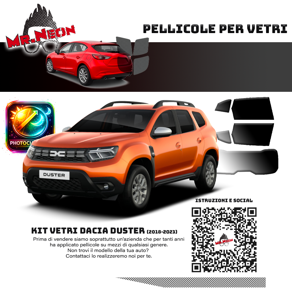 Kit Oscuramento Vetri Posteriori Dacia Duster 2018-2023 – TPU Pretagliato