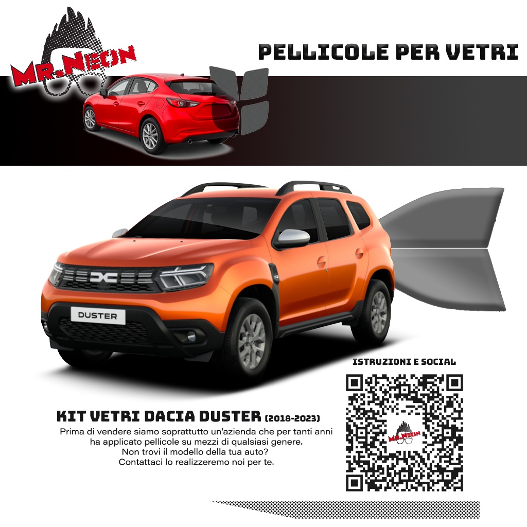 Kit Oscuramento Vetri Anteriori Dacia Duster 2018-2023 – TPU Pretagliato