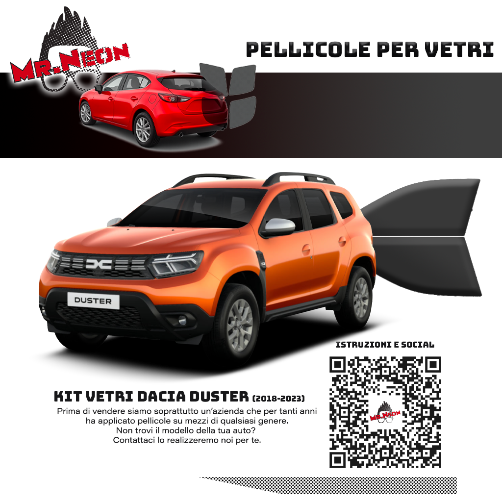 Kit Oscuramento Vetri Anteriori Dacia Duster 2018-2023 – TPU Pretagliato