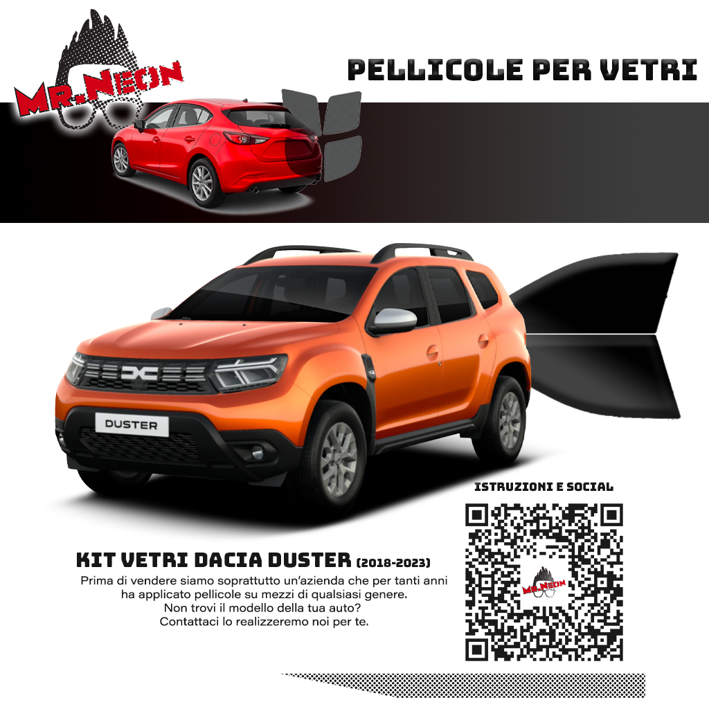 Kit Oscuramento Vetri Anteriori Dacia Duster 2018-2023 – TPU Pretagliato
