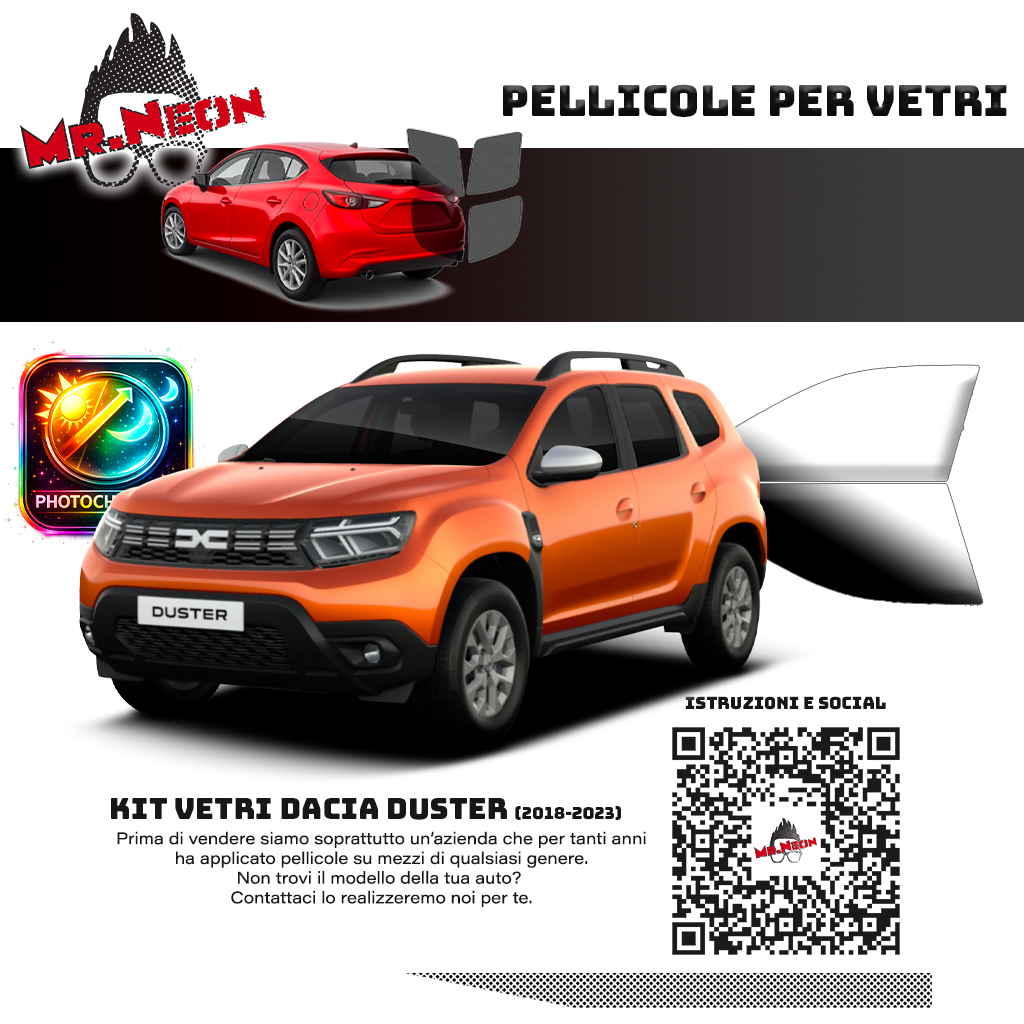Kit Oscuramento Vetri Anteriori Dacia Duster 2018-2023 – TPU Pretagliato