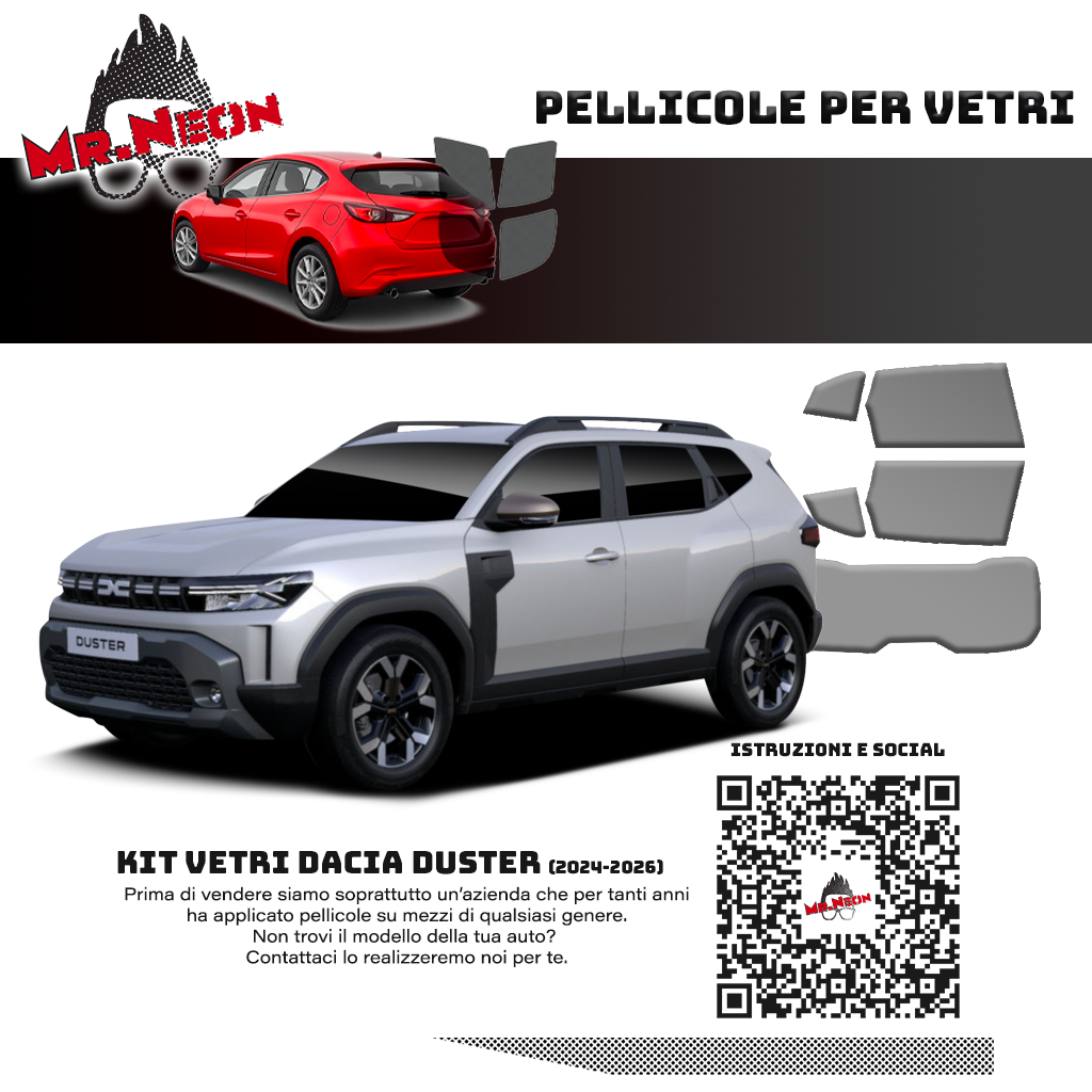 Kit Oscuramento Vetri Posteriori Dacia Duster 2024-2026 – TPU Pretagliato