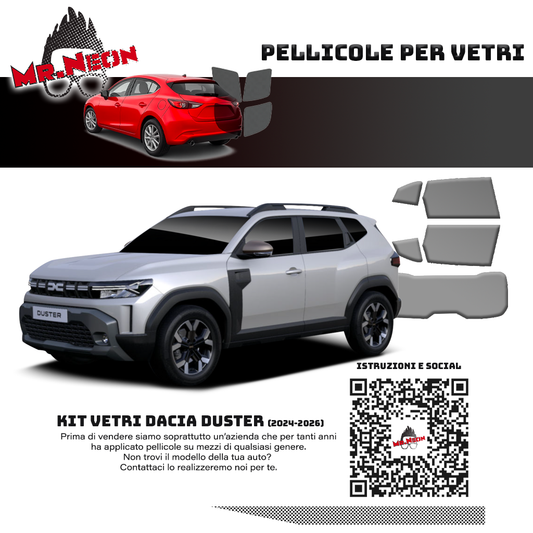 Kit Oscuramento Vetri Posteriori Dacia Duster 2024-2026 – TPU Pretagliato