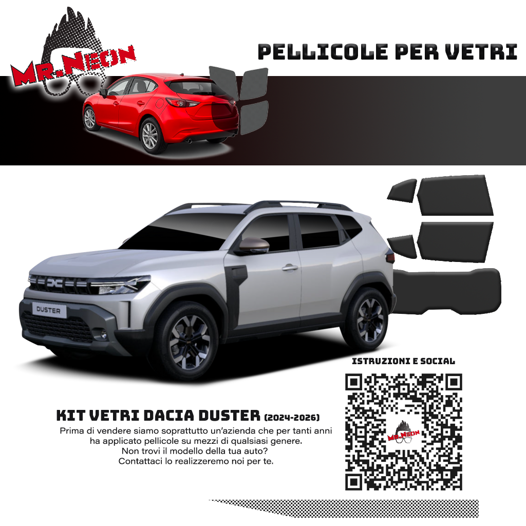 Kit Oscuramento Vetri Posteriori Dacia Duster 2024-2026 – TPU Pretagliato