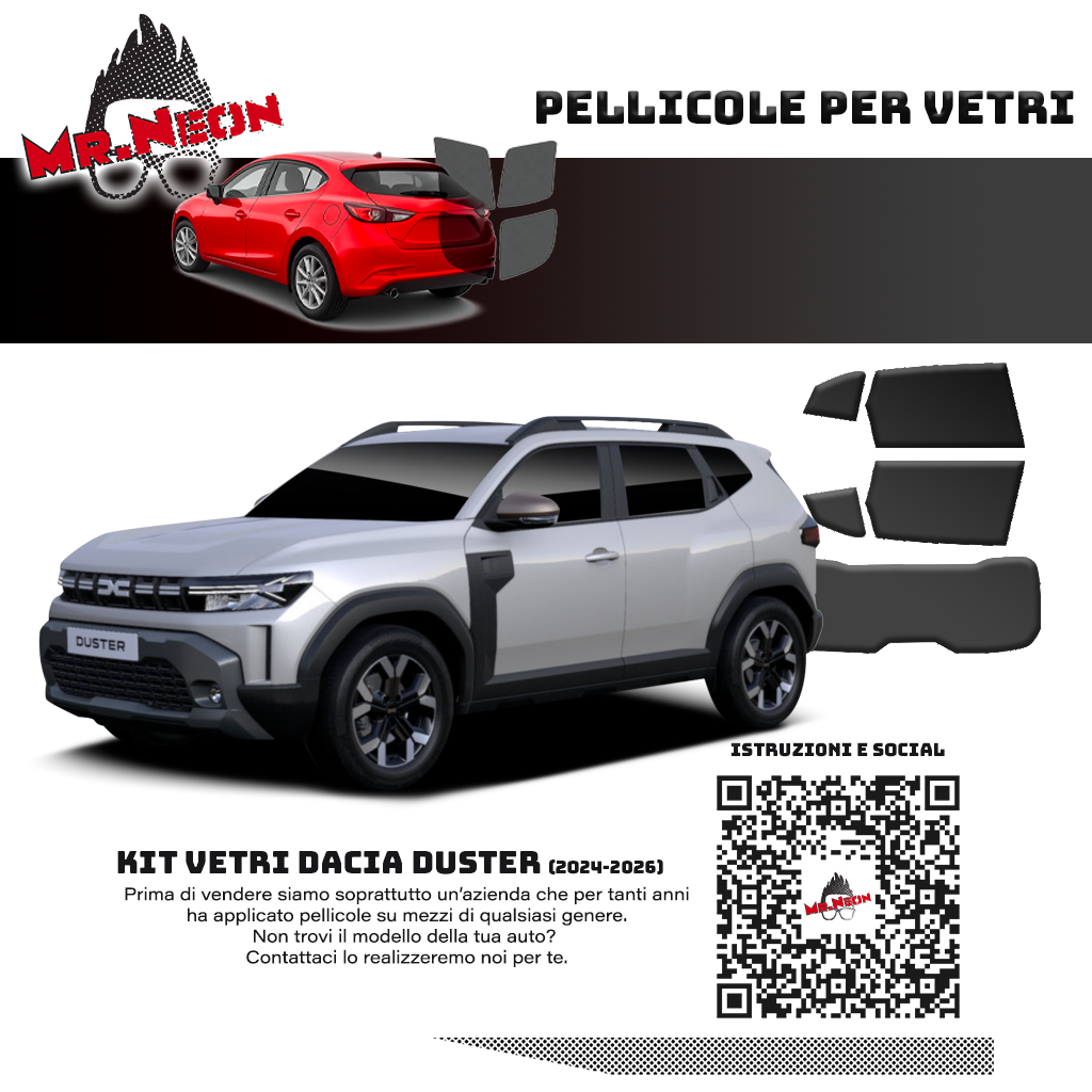Kit Oscuramento Vetri Posteriori Dacia Duster 2024-2026 – TPU Pretagliato