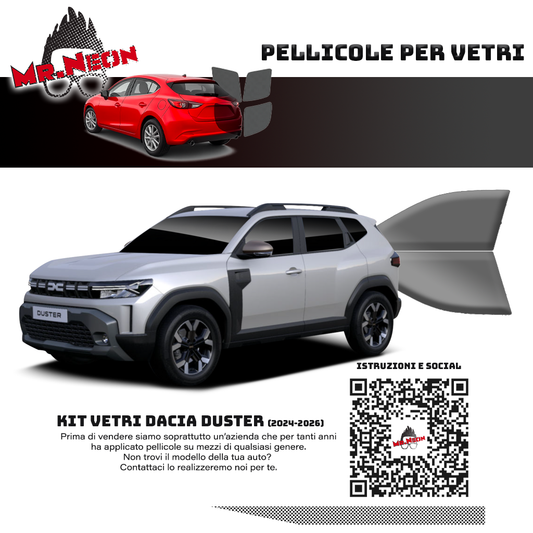 Kit Oscuramento Vetri Anteriori Dacia Duster 2024-2026 – TPU Pretagliato